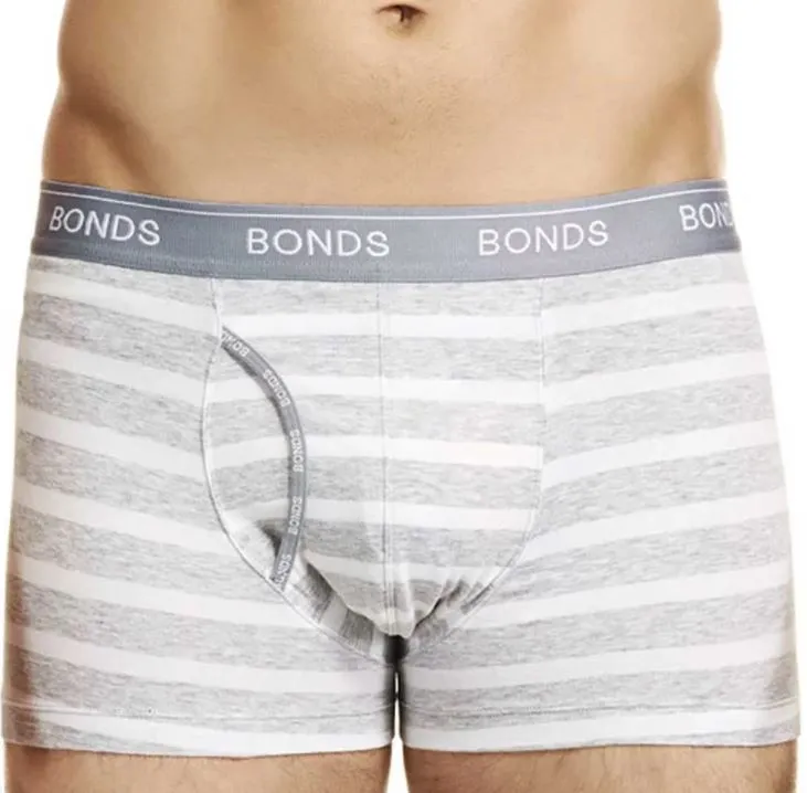 10 x Mens Bonds Striped Guyfront Trunks Underwear White/Grey Mzuqi