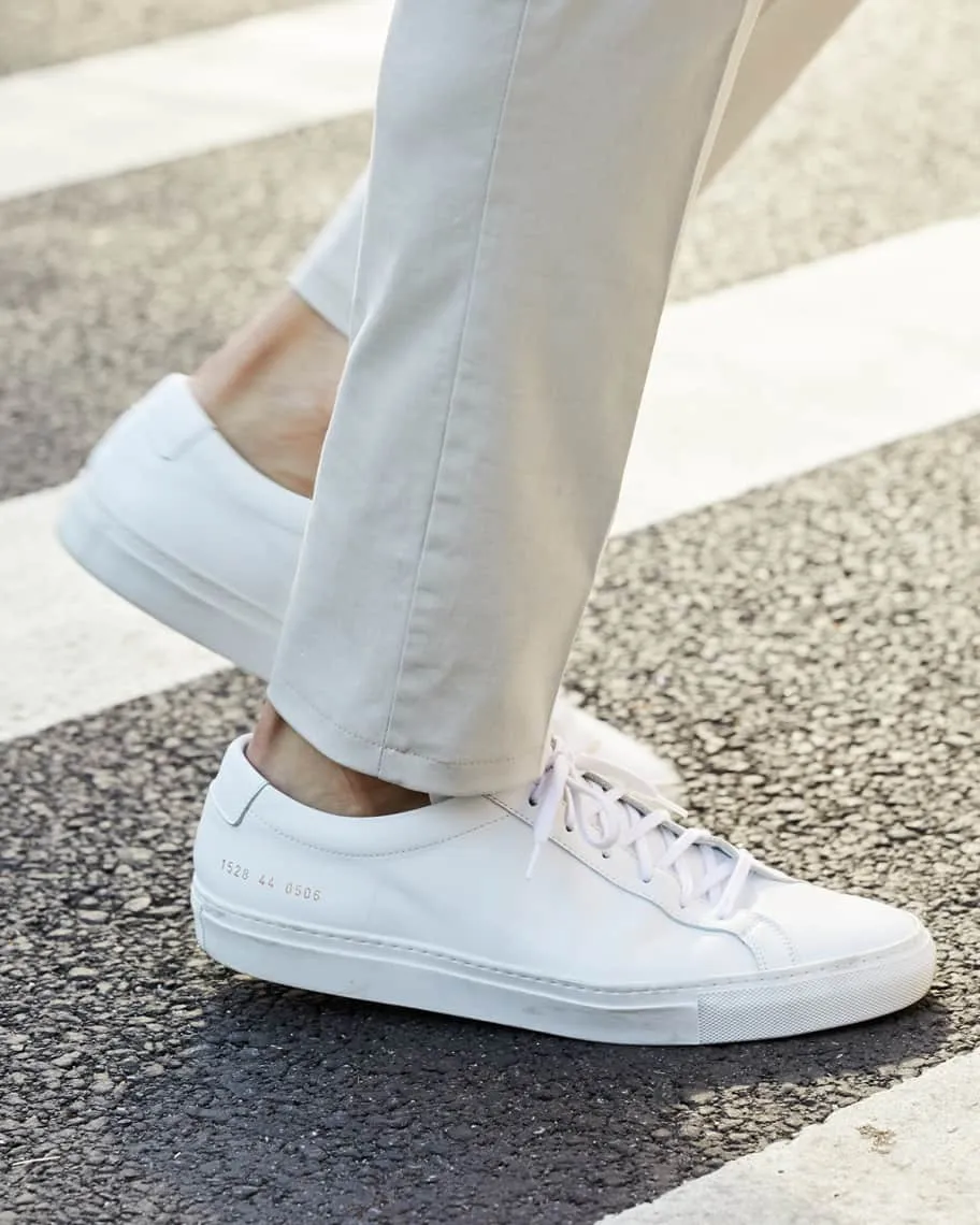 Achilles Men's Leather Low Top Sneakers, White Common Projects