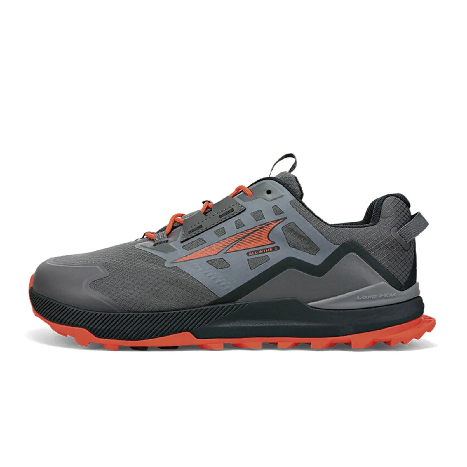 Mens Altra Lone Peak All Weather Low 2 Trail Running Shoe - Gray/Orange