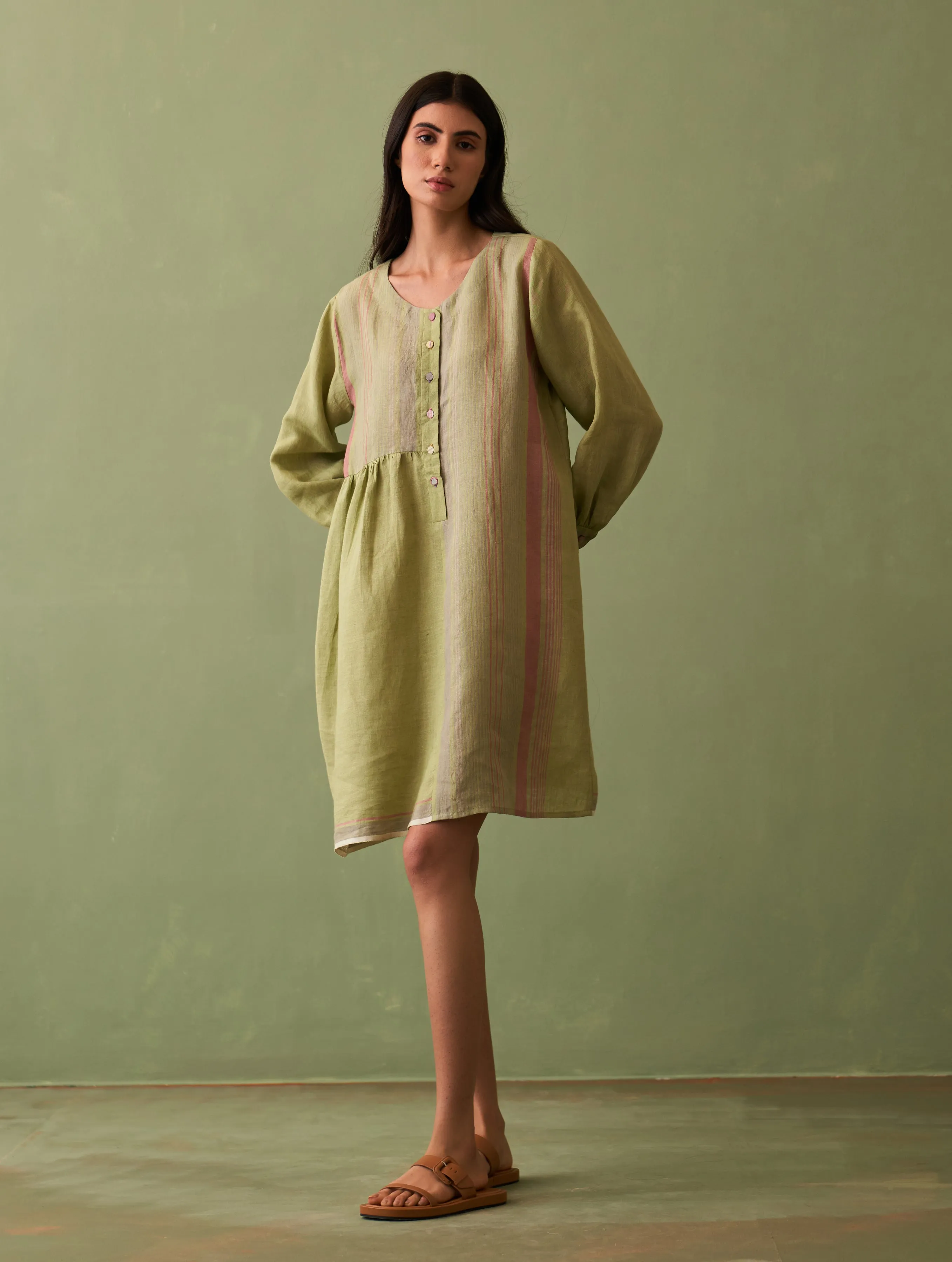 Kari Linen Dress - Fern