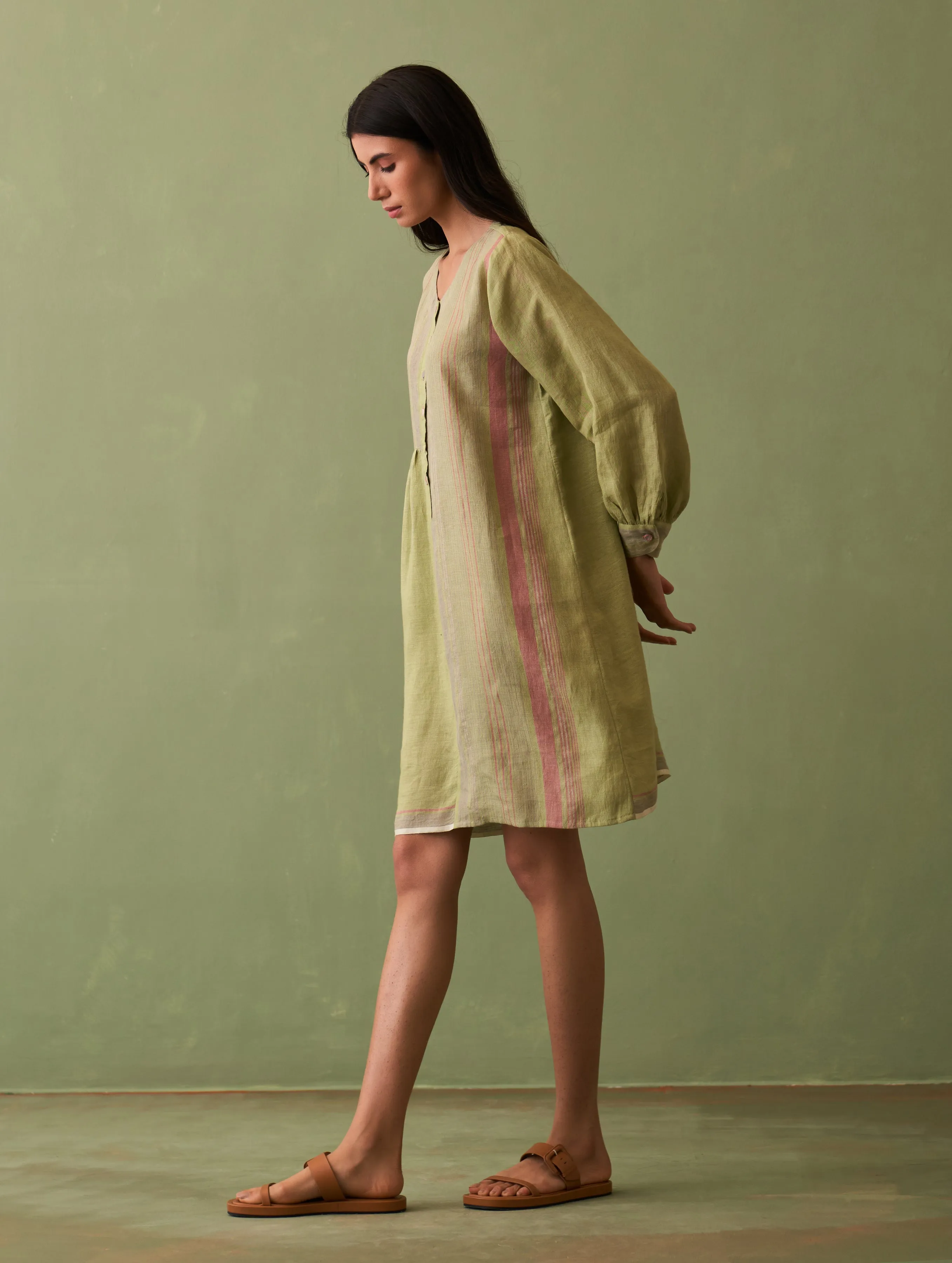 Kari Linen Dress - Fern