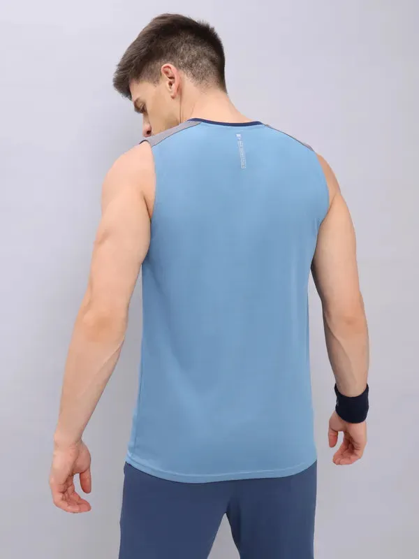 Men Colorblock Slim Fit Crew Neck Innerwear Vest with TECHNO COOL 