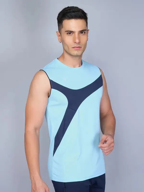 Men Colorblock Slim Fit Crew Neck Innerwear Vest with TECHNO COOL