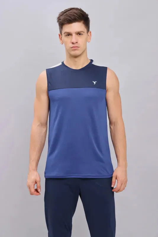 Men Colorblock Slim Fit Crew Neck Innerwear Vest with TECHNO COOL 