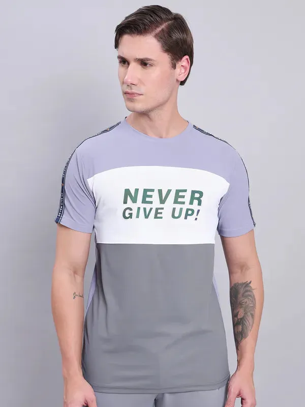 Men Colorblock Slim Fit Crew Neck T-shirt with MATPIQ