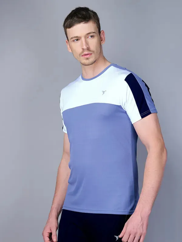 Men Colorblock Slim Fit Crew Neck T-shirt with TECHNO COOL