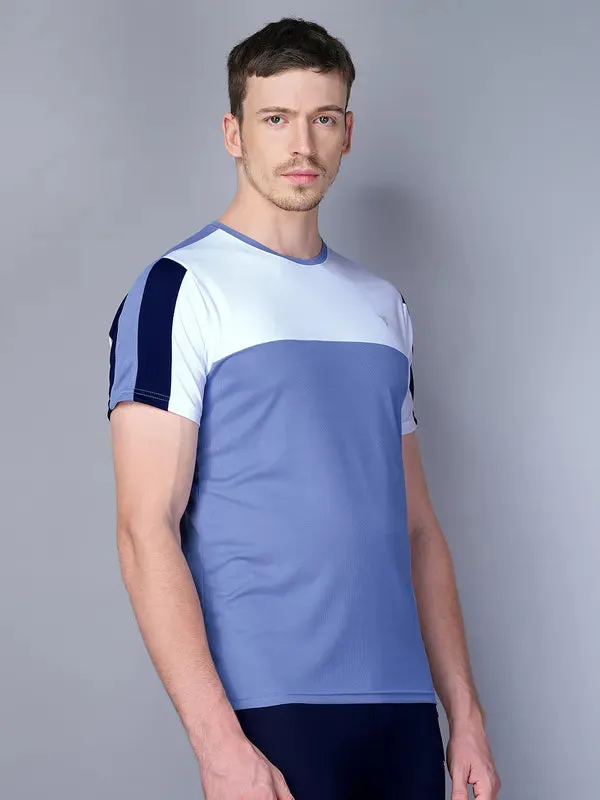 Men Colorblock Slim Fit Crew Neck T-shirt with TECHNO COOL