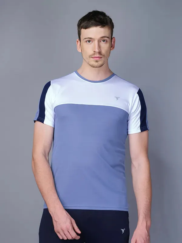 Men Colorblock Slim Fit Crew Neck T-shirt with TECHNO COOL