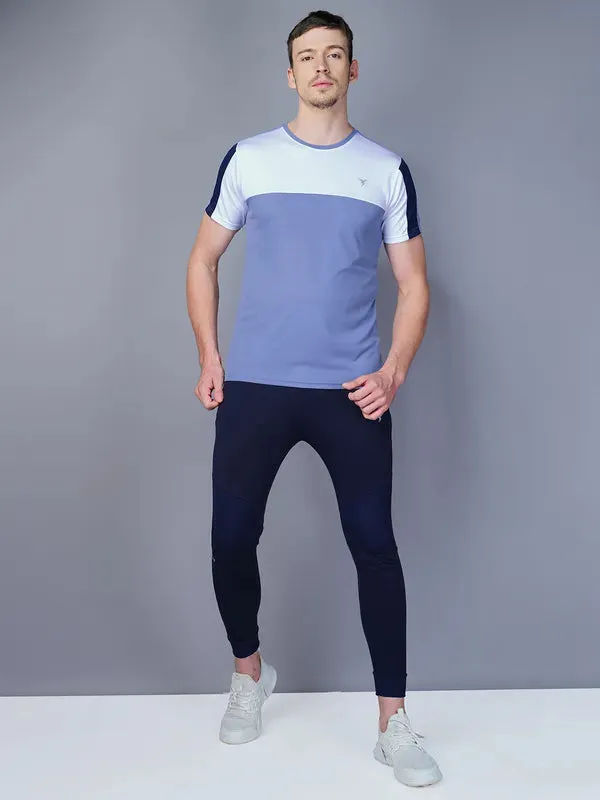 Men Colorblock Slim Fit Crew Neck T-shirt with TECHNO COOL