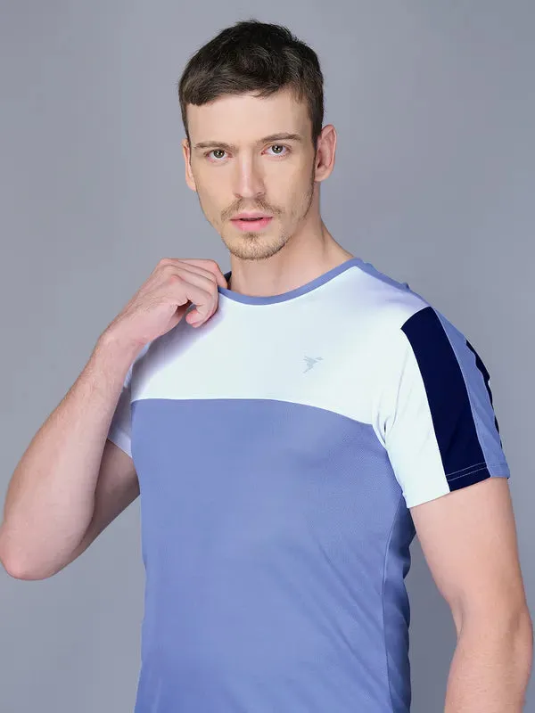 Men Colorblock Slim Fit Crew Neck T-shirt with TECHNO COOL