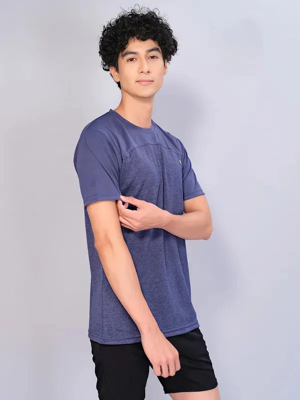 Men Crew Neck Slim Fit Melange T-shirt with DOUBLE COOL