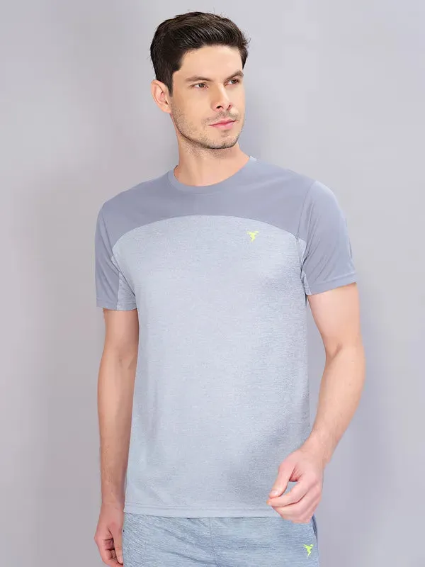 Men Crew Neck Slim Fit Melange T-shirt with DOUBLE COOL