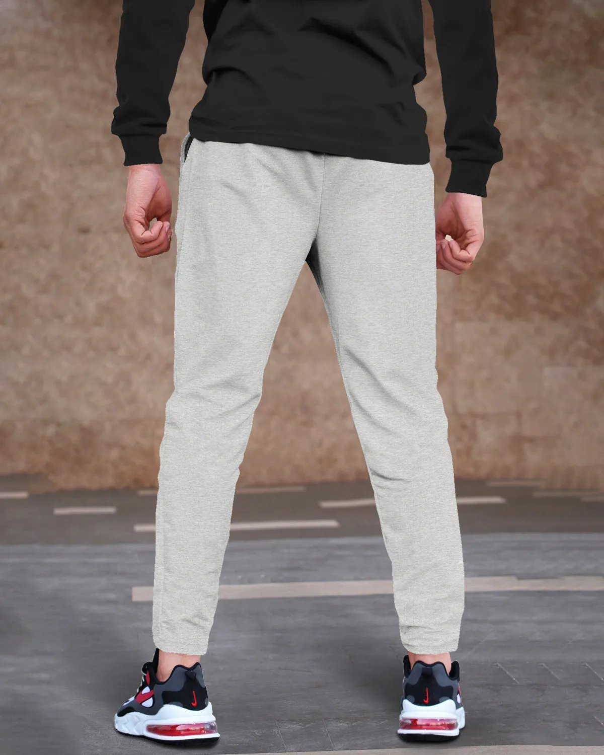 Men Light Grey Printed Cotton Jogger Trackpant