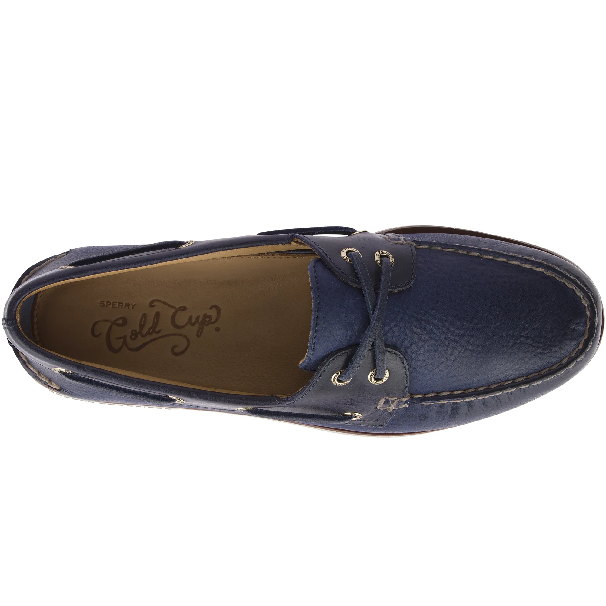 Navy Mens Gold Cup Authentic Original Rivingston Boat Shoes with Gold Detail (STS19320)