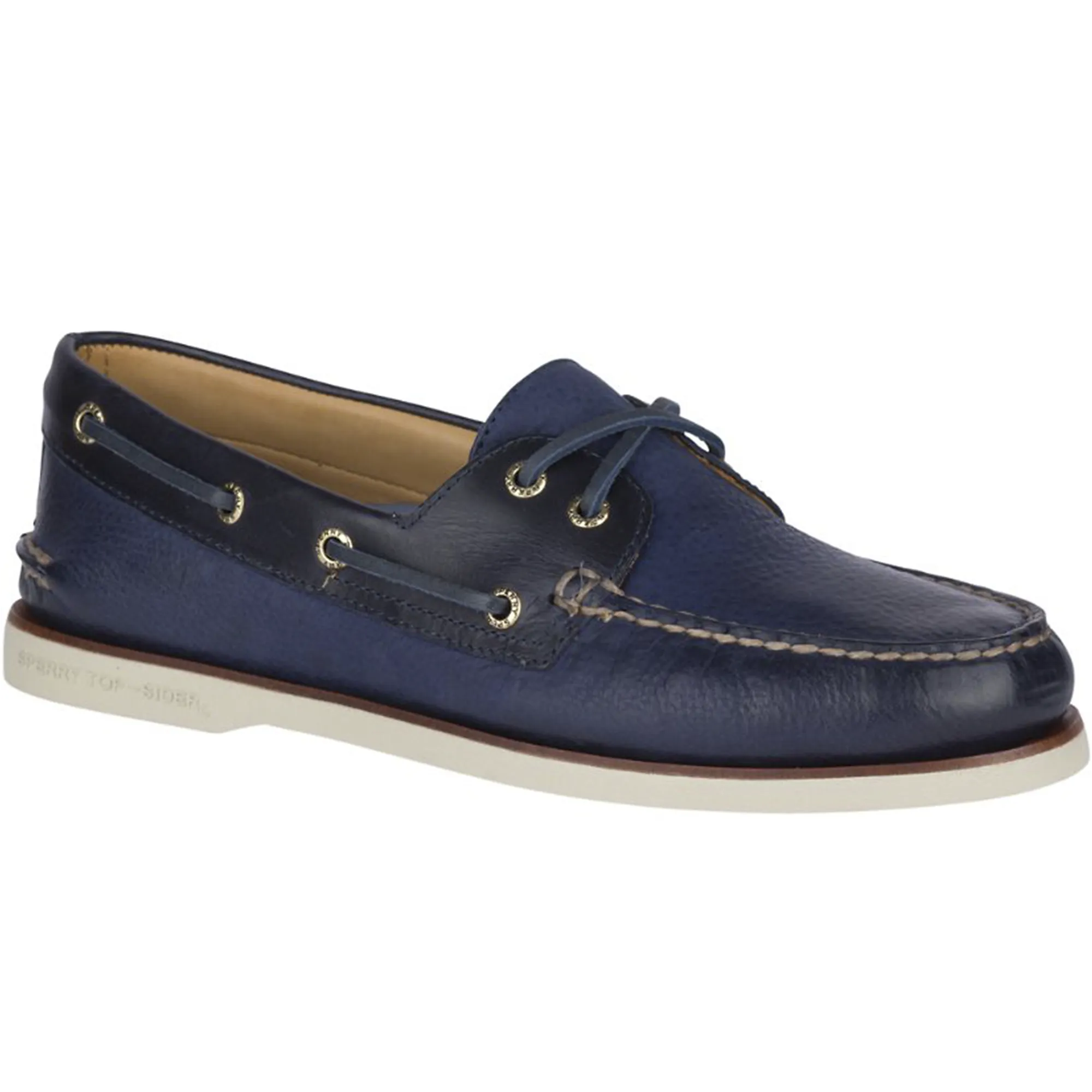 Navy Mens Gold Cup Authentic Original Rivingston Boat Shoes with Gold Detail (STS19320)