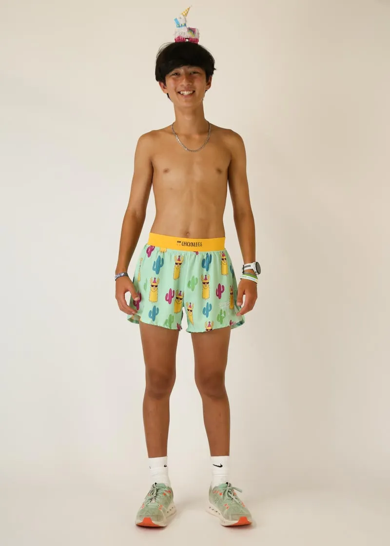 Men's Green Llamas 4" Half Split Shorts