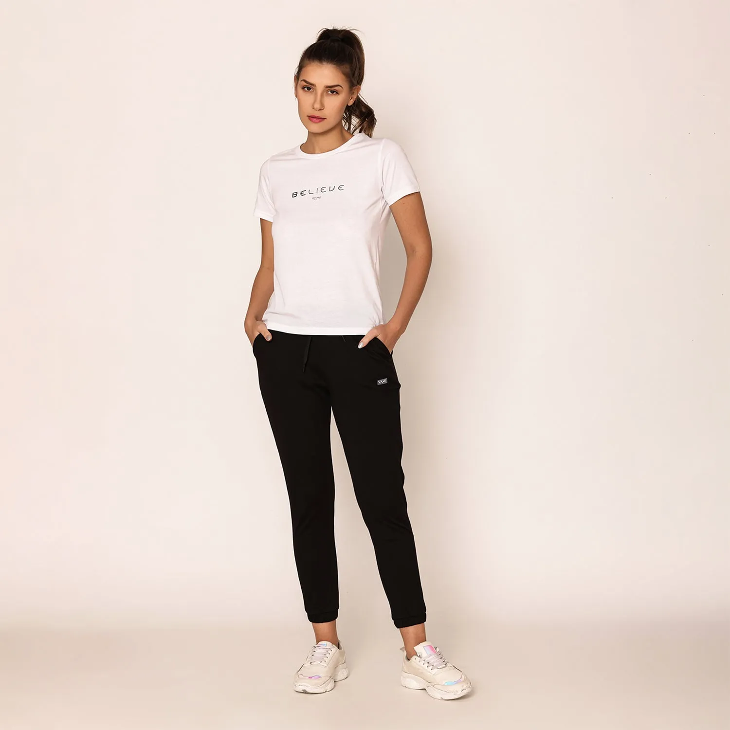 Slim Fit Joggers For Women- Black