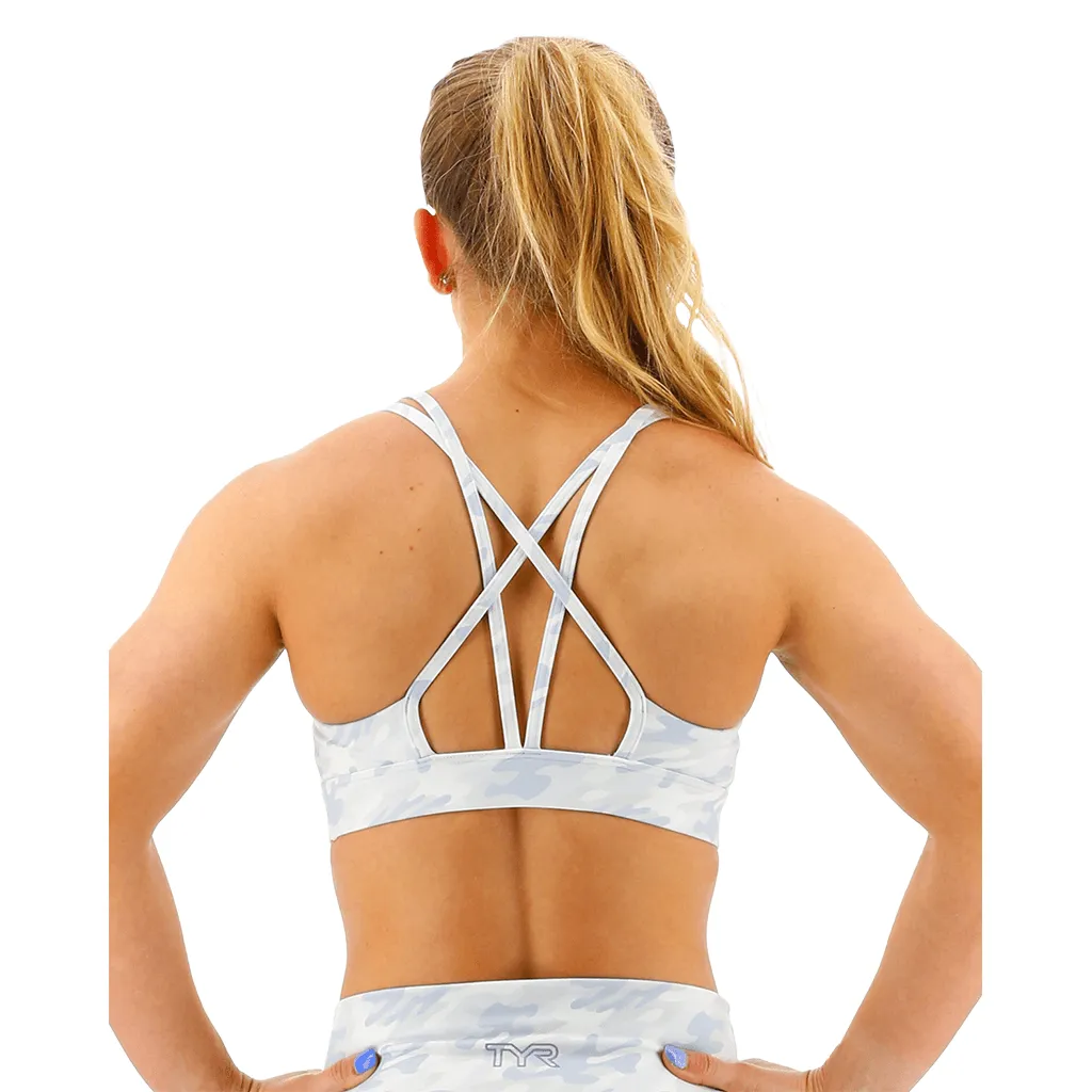 TYR GYM - Womens White Camo Duel Strap Sports Bra