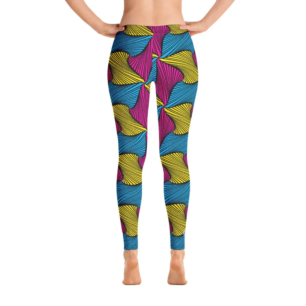 Women's Ankara Wax Print Yoga Pants Workout Leggings For Jiu Jitsu 001