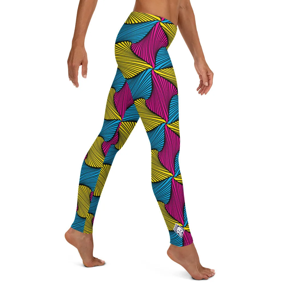 Women's Ankara Wax Print Yoga Pants Workout Leggings For Jiu Jitsu 001