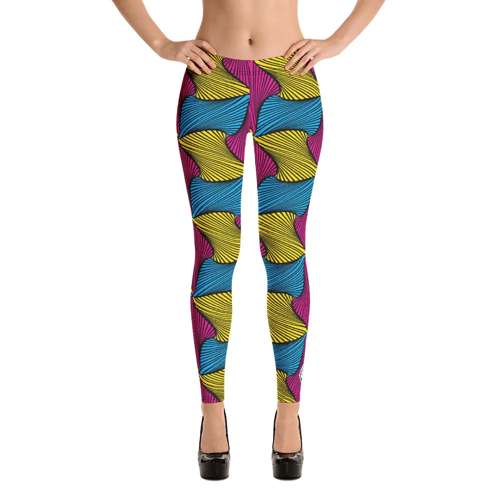 Women's Ankara Wax Print Yoga Pants Workout Leggings For Jiu Jitsu 001